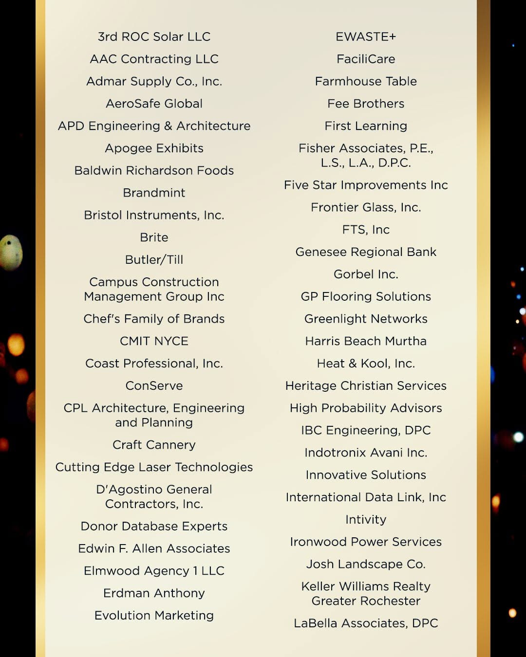 Greater Rochester Chamber 2026 Top 100 list including Chef's Family of Brands