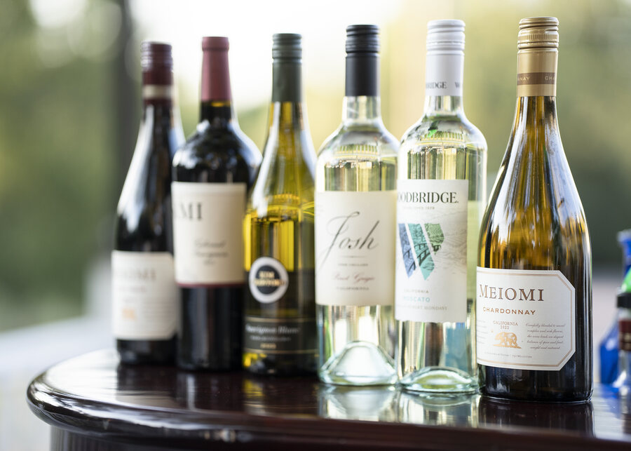 Wine selection on the bar