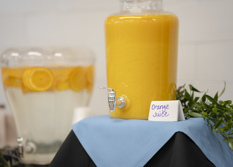 Orange juice and citrus water station